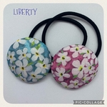 リバティ ペタルウィッシュ くるみボタン ヘアゴム 38mm ①