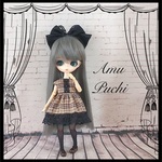 ベージュ系チェックと黒レースのワンピース † ハルモニアブルーム ミディブライス ruruko pnxs 等に