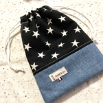 給食袋♪　黒×白星