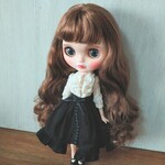 214.※単品※黒の編み上げリボンのスカート※ブライスアウトフィット※1/6ドール服