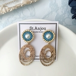 goldのぐるぐるフープピアス〔Sea Blue〕