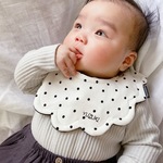 刺繍可○ドットスタイ　ホワイト×ブラック