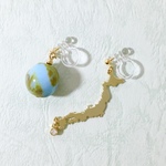日本列島と地球の耳飾り～金～（ノンホールピアス）