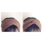 巻き方イロイロ♪ニットクロスヘアバンド(ブラウン)