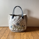 アップリケ+刺繍のパッチワークキルトバッグ