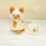 ミニチュア モールアート 麦わら帽子 の ネコ ちゃん モールベア テディベア オビツ11 ** Tamubear