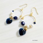 [全2色]ハートがゆれる♪フープピアス(イヤリングに変更可能)