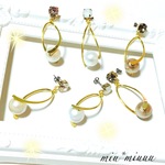 *スワロフスキー×コットンパール デザインバチカンピアス