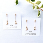 ♢star×moonピアス/イヤリング♢　月/星/シンプル/ゴールドアクセサリー/揺れる/k16gp