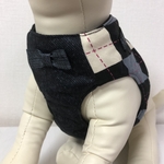 犬猫ハーネス  アーガイル×ブラックデニム風