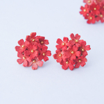 【新色】あかいろのバーベナ花手毬　イヤリング(ピアス)