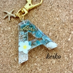 アパタイトパワーストーン♡イニシャルキーホルダー♡A