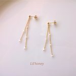 小粒パールのダブルラインピアス/イヤリング
