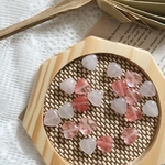 ローズクォーツ天然石ハートビーズ2個♡