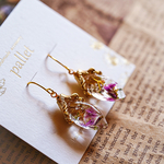 アンティーク×お花の雫ピアス、イヤリング
