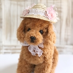 犬用アクセサリー　可愛い麦わら帽子≪桜ピンク≫　写真撮影