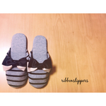 バイカラーリボンスリッパ blackbeige