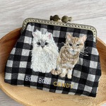 オーダー作品☆うちの子刺繍 がま口ポーチ