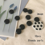 【10個】15mm デコパーツ　貼り付け　カボション　丸　サークル　円  フェイクレザー　黒　ブラック