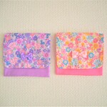 ★移動ポケット　2ポケット　少し大きめ★ファスナーポケット・オープンポケット・マチ付きでハンカチやマスクが入れ易いパープルの小花とリボンがとても可愛い移動ポット