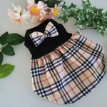 ラスト２着！！完成品（３Ｓ）タータンチェック柄ベージュスカート切り替えワンピ秋冬服