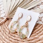 White×green Flower ボタニカル ピアス/イヤリング 