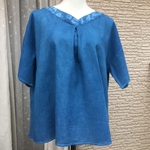藍染 バックリボン ブラウス