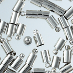 カツラ　シルバー　5mm　50個　紐留め　金具　タッセルキャップ　エンドパーツ　アクセサリー　手芸　ハンドメイド AP2403