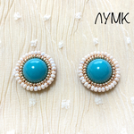 ビーズ刺繍 カボション　ブルー