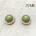 ビーズ刺繍 カボション　グリーン
