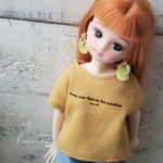 メッセージTシャツ(マスタード)　リカちゃんサイズ