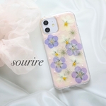 シアーフラワー　押し花iPhoneケースiPhone11 12 SE2スマホケース Android Galaxy Xperia シンプル クリアケース