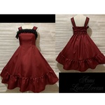 エンジ×黒レース★エレガントなプリンセスライン ジャンパースカート(即納品)