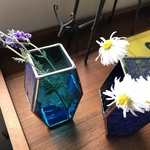 ステンドグラスの花瓶(スカイブルー)