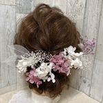 ［24追加再販］ 10本　ピンク系　紫陽花×かすみ草×スケルトンリーフ　ピンク　シャンパン　ホワイト　成人式　卒業式　発表会　ウェディング　ブライダル　ドライフラワー　プリザーブドフラワー