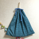 手提げつき大きな巾着！50×50！大きい体操着やお着替袋！ブルーチェック風