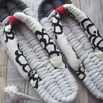 布ぞうり：niconicopu様ご予約品＊＊再販2tone-dark&silver gray2５.5cm/black flower     