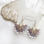 purupuru diamond shape【light purple】春夏チェコ雫ビーズ　gold ピアス/イヤリング