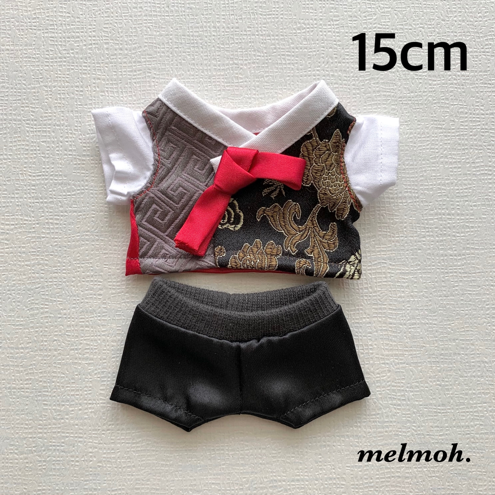 15cmぬいぐるみ用 韓服セット☆ ピンク×薄紫(紫パンツ) kpopdoll 韓国