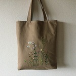 (送料無料)手刺繍入トートバッグ　茶色
