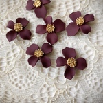フラワーチャーム＊6個セット　ワイン色　お花　ピアス　ネックレス　パーツ