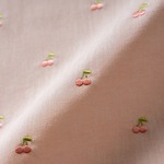 刺繍生地 【さくらんぼ/ピンクベージュ/ナチュラル】 カットクロス 綿ポリ
