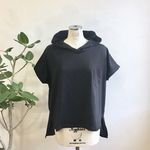 ありそうでなかった❤️パーカーフード付きドルマン袖Tシャツ　黒（サイズフリー  L〜L L）