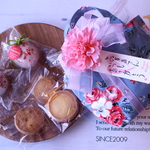 ☆母の日に☆焼菓子入り母の日ミニトートバッグ(ブルー)