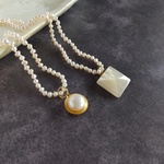 シルクコードネックレスpearl＆brass