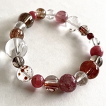 【4/30〜まで★35000円→18000円】希少石クォーツの魅惑のブレスレット☆パイライトインクォーツ・ブラックルチルインスモーキークォーツ・ガーネットインクォーツ他