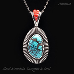 クラウドマウンテンターコイズ&コーラル シルバーペンダントトップ Cloud Mountain Turquoise & Coral