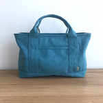 横長ファスナートートバック♡ヴィンテージ 帆布♡ピーコックブルー