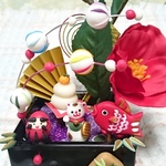 お正月飾り  黒桝(赤椿)