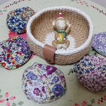 リバティ☆おてだま☆麻かご収納付き